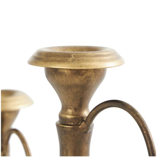 Bronze Metal Antique Style Candle Holder with Candle Plates & Handles Set